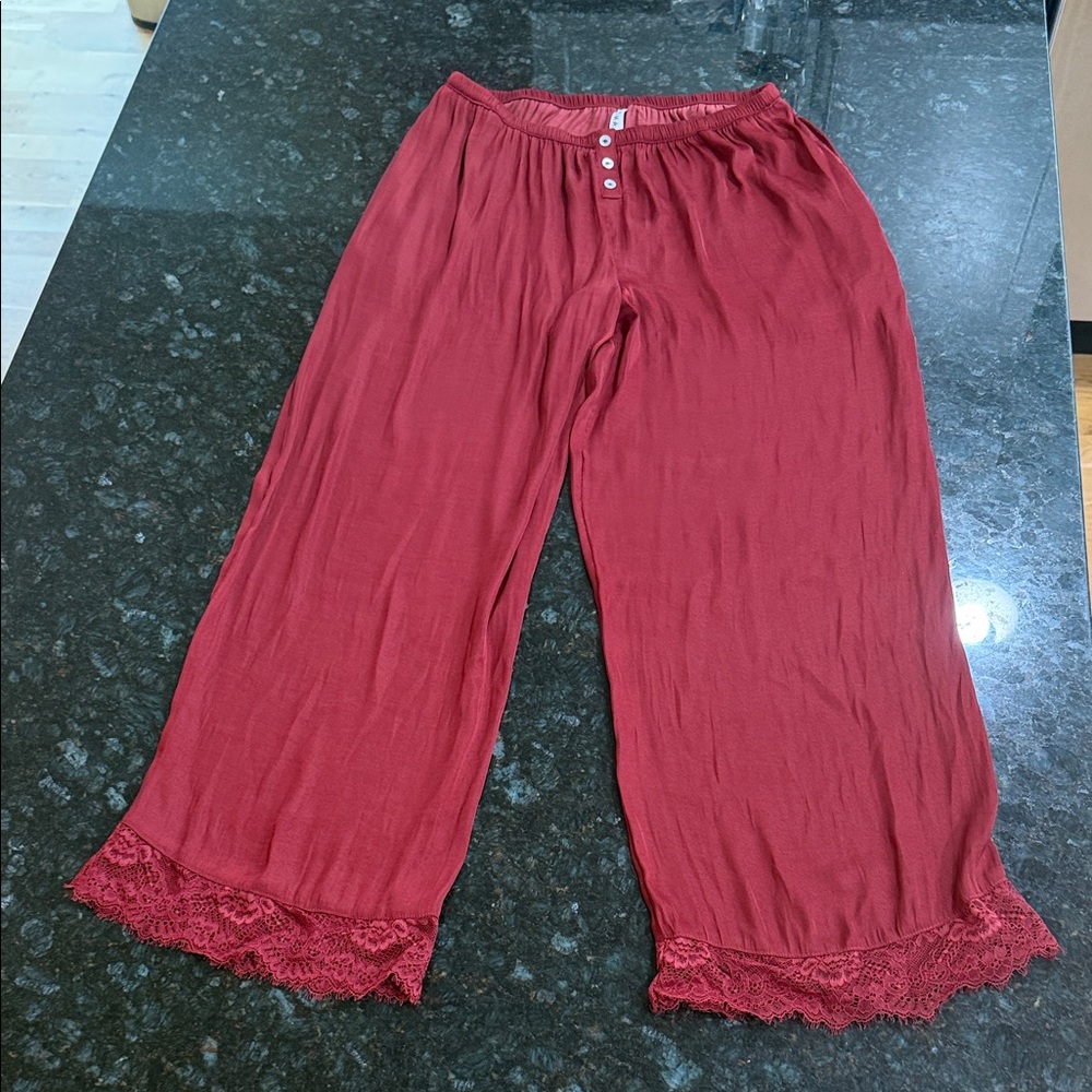 Soma Red Lace Trim Pajama Pants